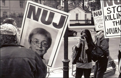 Tanya at the NUJ protest.